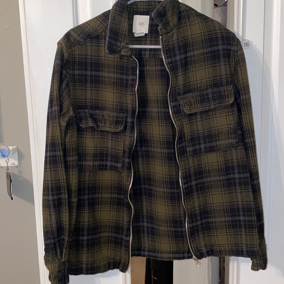 H&M Jackets & Coats Hm Flannel Shacket Shirt Jacket Poshmark